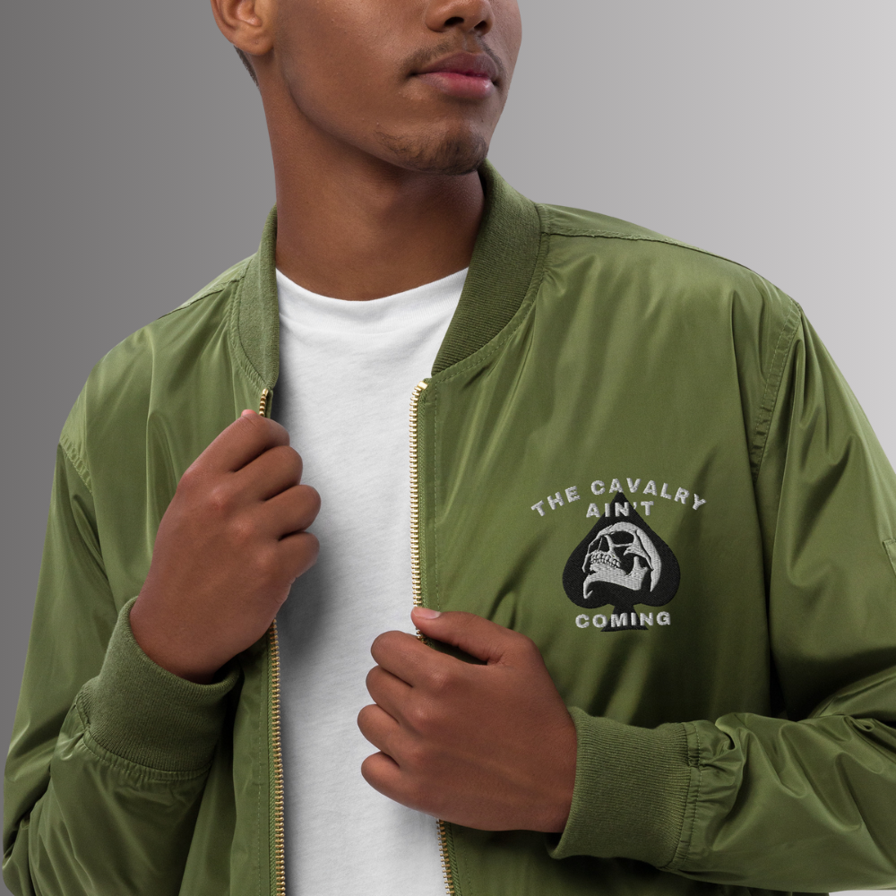 THE CAVALRY AIN'T COMING Embroidered Bomber Jacket