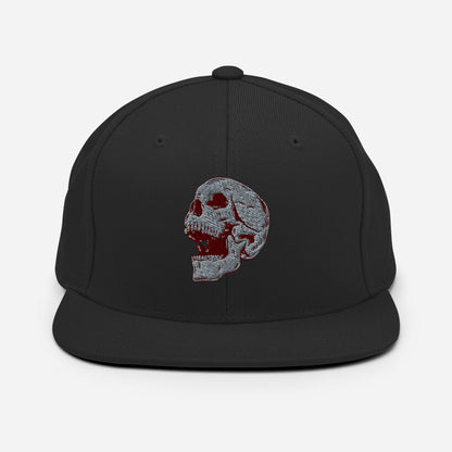 GREY SKULL Embroidered Snapback Hat