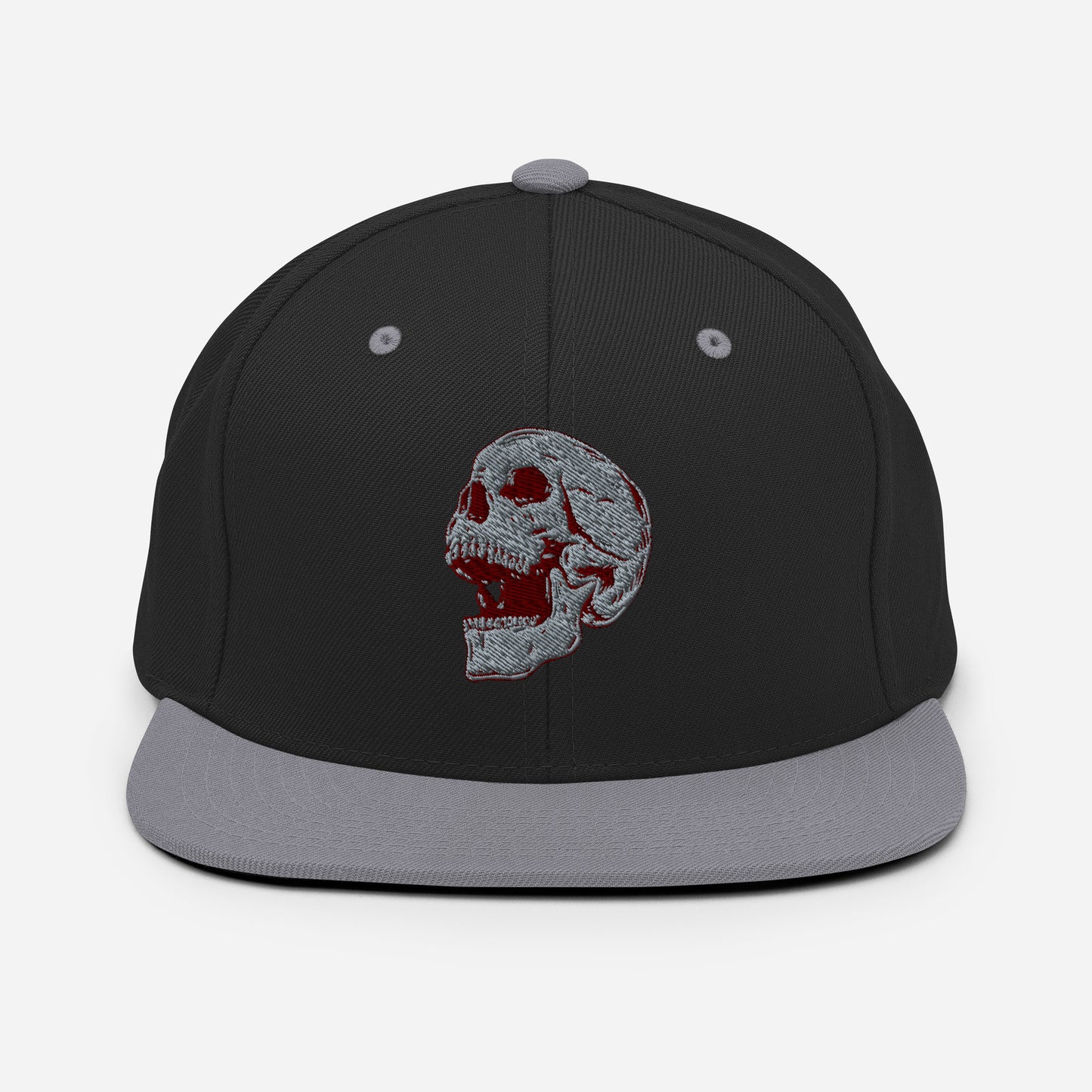 GREY SKULL Embroidered Snapback Hat