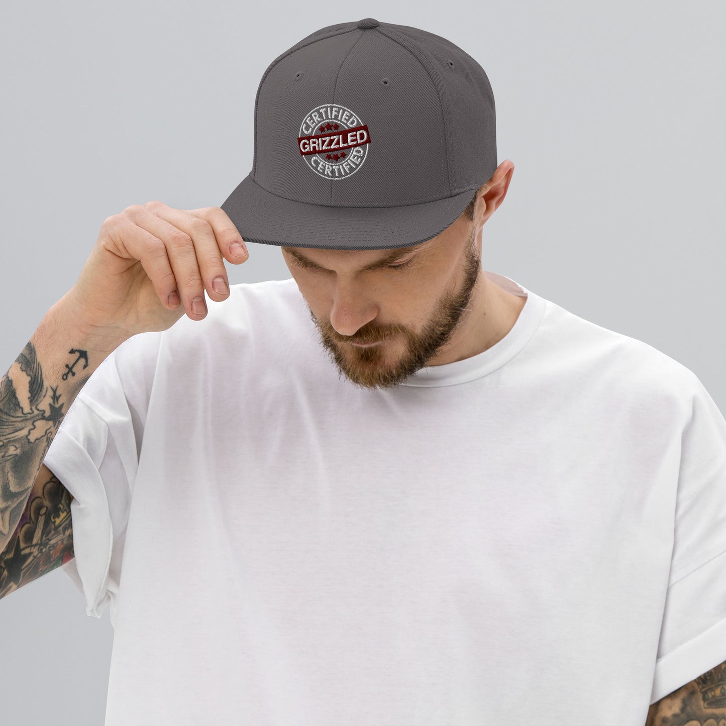 CERTIFIED GRIZZLED Embroidered Snapback Hat