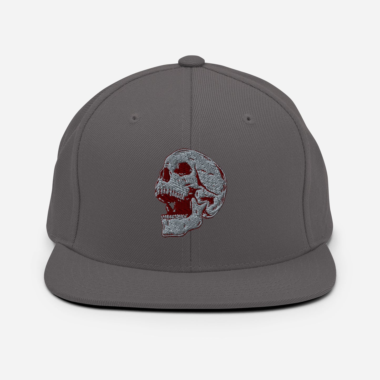 GREY SKULL Embroidered Snapback Hat