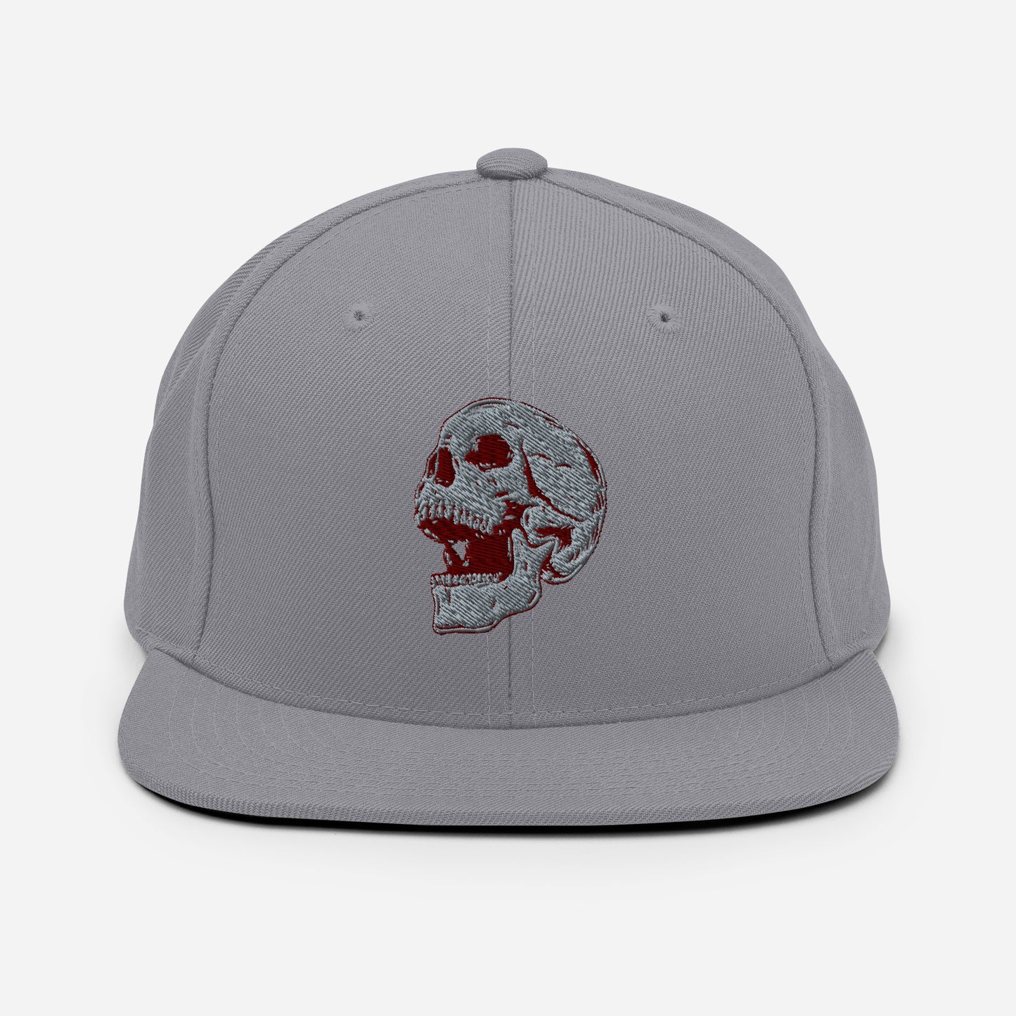 GREY SKULL Embroidered Snapback Hat