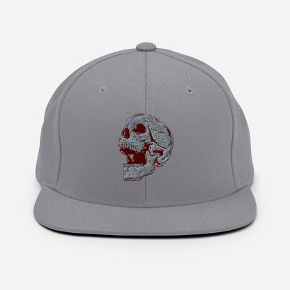 GREY SKULL Embroidered Snapback Hat